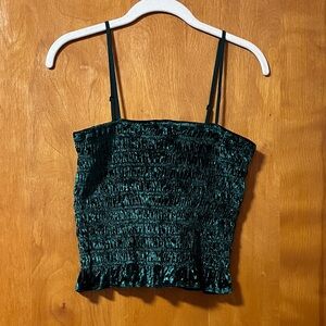 American Eagle Outfitters Dark Green Smocked Camisole